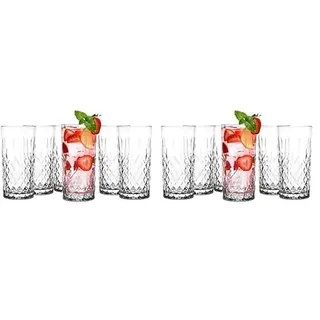 Glasmark Krosno Wassergläser Gläser Trinkgläser Set Longdrink Cocktail Gin Wasser Longdrinkgläser Cocktailgläser, Spülmaschinenfest Transparent Mit Kristall Effekt 6 x 300ml (Packung mit 2)