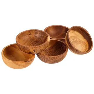 Windalf Kleine Teak-Schale ELENOIRE 7 cm STÜCK Salz & Kräuterschälchen Handarbeit Holz