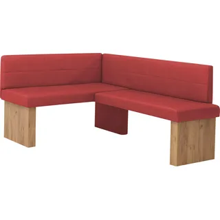 Eckbankgruppe MASSIVLINE & MORE "Anna", rot (eichefarben, lotos 5269 rot, rot, eichefarben), Kunstleder, Langer Schenkel rechts (130/169cm), Holzwerkstoff, Kunstleder, Sitzmöbel-Sets, Eckbankgruppe, mit 2 Stühlen mit massiven Gestell
