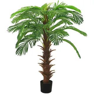 vidaXL Künstliche Palme Cycas Mit Topf 140 Cm Grün , Kunststoff , 140 cm , Dekoration, Blumen & Blumentöpfe, Kunstpflanzen