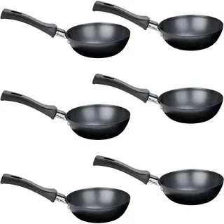 Syntrox Germany Universal Wok Grill Pfännchen 6er Set für Raclette - Schwarz