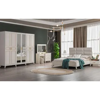Schlafzimmer Designer Doppelbett Luxus Schminktisch Edler Hocker 7tlg
