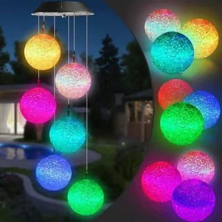 Osterdeko LED Kugel Solar Windspiele Farbwechsel Solarlampe für Garten Baum Terrasse Deck Hof Rasen Balkon Energiesparend Muttertagsgeschenk