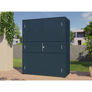 Bertilo Gartenschrank HPL Highboard 155 cm x 75 cm x 193 cm Anthrazit FSC®