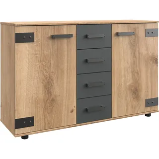 WIMEX Kombikommode »Stockholm Sideboard Kommodenschrank«, rustikale Optik Industrial-Look, 2-türig mit 4 Schubladen