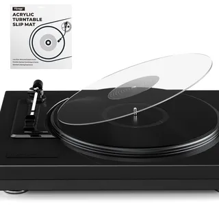 Facmogu 3mm Acryl Plattenspieler Matte, 12“ Klar Vinyl Plattenteller Slipmat für LP Plattenspieler, Vinyl Slip Mats für Plattenspieler Antistatisch & Definiert Bass & Verbessert die Klangqualität