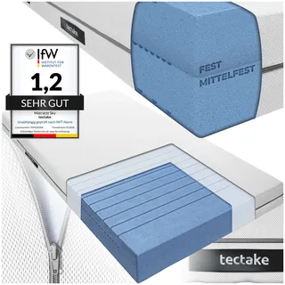 Tectake Matratze Sky, waschbarer Bezug aus atmungsaktivem 3D-Meshgewebe, weiß , Weiß , Textil , Schlafzimmer, Matratzen, Kaltschaummatratzen