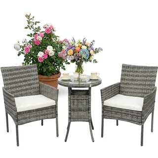 Relaxdays Gartenmöbel Set 3-tlg. Grau