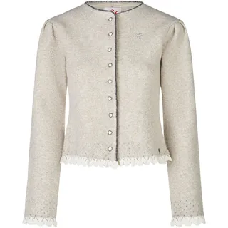 Trachtenstrickjacke SPIETH & WENSKY "Spieth & Wensky Strickjacke Karline", Damen, Gr. L, weiß (natur), Obermaterial: 92% Polyester PES. 6% Wolle WO. 2% Elasthan EL., uni, regular fit, Strickjacken Trachtenstrickjacke, mit eleganter Knopfleiste