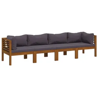 vidaXL 4-Sitzer-Gartensofa mit Kissen Massivholz Akazie - Grau