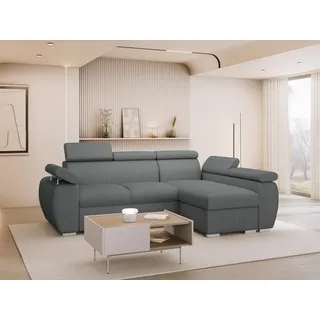Mirjan24 Eckcouch Cord 2-Sitzer Grau