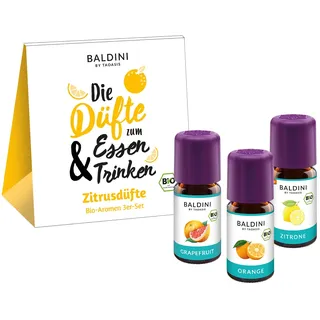 Baldini Bio-Aromen 3er-Set Zitrusdüfte – ätherische Öle Orange demeter, Grapefruit & Zitrone – 3×5 ml – naturrein & bio