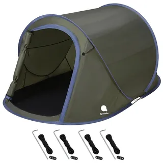 Pop Up Wurfzelt grün 220 x 120 cm - 2 Personen - Sofortzelt für Trekking und Camping - Grün