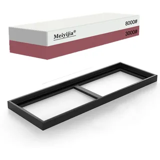 Meiyijia Schleifstein,2-IN-1 Wetzstein Messerschleifer mit Rutschfestem Silikonhalter, Messer-Halter für Messer, Abrichtstein, Bambusbasis (3000/8000 Körnung)