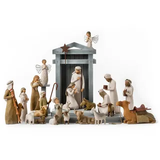 Willow Tree Krippe Premier Plus Schäferhunde, Tiere und Engel, 24-teiliges Figuren-Set