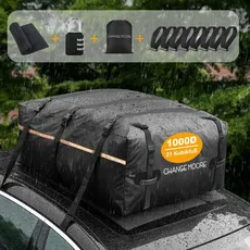 CHANGEMOORE 1000D Reißfeste Auto Dachbox Taschen, 594L Wasserdicht Dachtasche Auto mit/ohne Reling, Faltbare Dachkoffer mit Anti-Rutsch-Matte, 8 Türhaken, Tragbar Dachboxen für Autos, Vans, SUVs