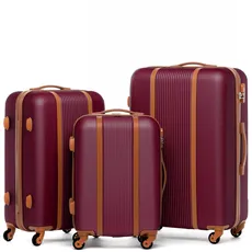 FERGÉ Kofferset Hartschale 3-teilig Milano Trolley-Set - Handgepäck 55 cm, L und XL 3er Set Hartschalenkoffer Roll-Koffer 4 Rollen 100% ABS rot