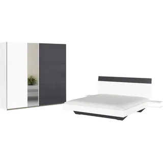 Rauch "Monza", mit Schwebetürenschrank Breite 218 cm, Bettanlage in 2 Breiten, alpinweiß, graumetallic),