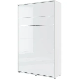 Mirjan24 Wandklappbett Bed-Concept BC-02 120x200 Vertical, Stilvoll Funktionsbett, Modernes Schrankbett (Farbe: Weiß Matt / Weiß Hochglanz) - Weiß
