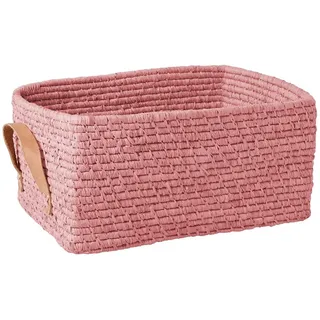 rechteckig Raffia Korb - Rosa