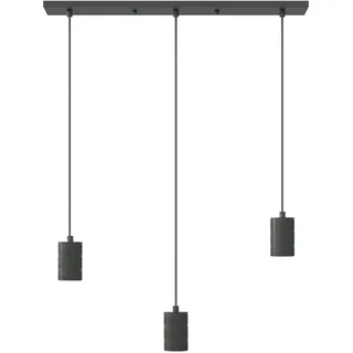 CALEX Pendelleuchte E27, 3-flammig, Metall, Runden Deckenplatte 40cm, höhenverstellbar, matt schwarz