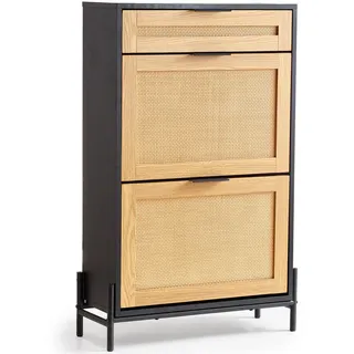 Vevor Schuhkipper 2 Klappschubladen & 1 Ausziehschublade 80 x 90 x 30 cm schwarz / schwarz