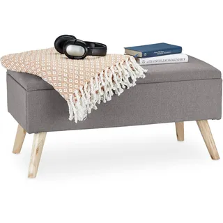 Relaxdays Truhenbank Gepolstert Hellgrau 39,5 x 79,5 x 39,5 cm