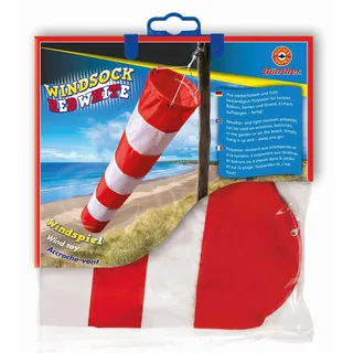 GÜNTHER FLUGSPIELE 1311 - Windspiel Windsock Red White, ca. 60 x 12 cm, Windsack aus Polyester, Dekoration für Garten, Terrasse und Balkon, wetterfest und lichtbeständig