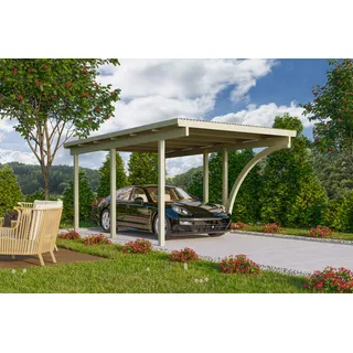 Karibu Einzelcarport Eco 2,68 x 3,87 m braun inkl. Einfahrtsbogen