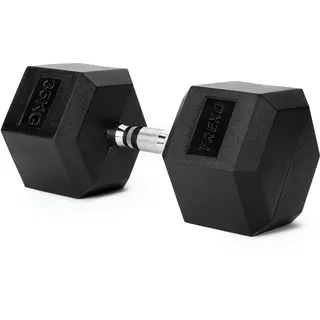 Trexo Hantel 35 kg Hexagon Durable gummierte Gusseisen für Krafttraining zu Hause mit ergonomischen Griff stabil und vielseitig Hantel Hex