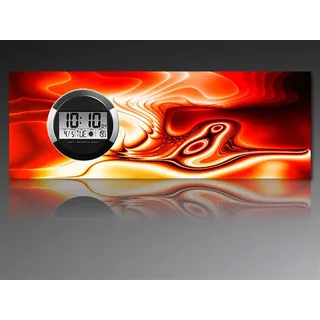 6117 Dixtime Digital Designer Wanduhr, Moderne Wohnraumuhr 35x100cm - Orange