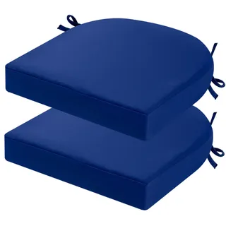 PRIMEPATIO Stuhlkissen für draußen, 2er-Set, Terrassenstuhlkissen für Gartenmöbel, wasserdicht, mit Bändern, Sitzkissen für draußen, Terrassenstuhlpolster, Esszimmerstuhl, 40X40, Blau
