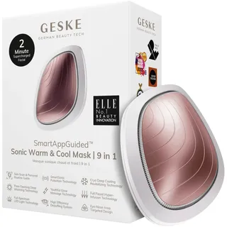 geske | SmartAppGuidedTM Sonic Warm & Cool Mask | 9 in 1 | Beauty LED-Gesichtsmaske | Voll-LED-Spektrum und Rotlichttherapie | Wärme | Kühlung | Erhöhte Gesichtspflege-Aufnahme | Gesichtsmassagegerät