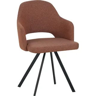 Esszimmerstuhl mit Armlehnen Stoffbezug braun 4-Fuß-Gestell Metall schwarz JESSI - Braun