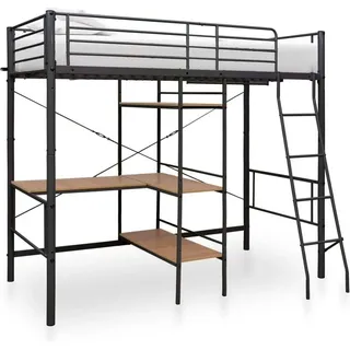 Etagenbett mit Tischrahmen Grau Metall 90x200 cm - Grau