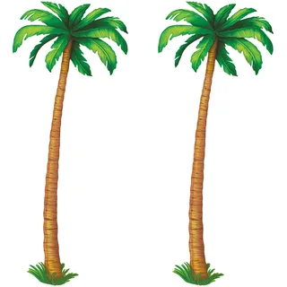 Beistle 2 Stück strapazierfähiges Gelenkkartonpapier Palmen Luau Geburtstagsdekorationen Sommer Tropische Party Zubehör Strand Thema Hawaii Foto Requisite Hintergrund