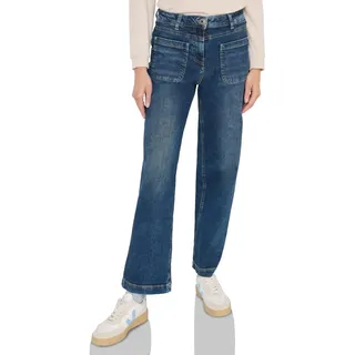 Cecil Wide Leg Patch Pocket Jeans mid Blue Used wash 34