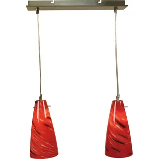 Näve Leuchten Pendelleuchte 2-flg. Pendelleuchte 2-flg. Pendelleuchten - Pendelleuchte 2-flg, Hängelampe aus Metall und Glas in rot, G9-Fassung - Rot
