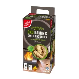 Öko Kamin & Grill Anzünder, Nachhaltiger Kaminanzünder aus reiner Holzwolle und Wachs, 1 kg - Packung