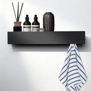 LINTRA Schlüsselboard, Schlüsselablage Wand mit Ablage, Multifunktionale Schlüsselbrett Modern, Schwarze Schlüsselaufhänger, für Flur, Wohnzimmer, Schlafzimmer
