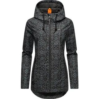 Ragwear Outdoorjacke Zuzka Ikat mit Kapuze Wasserdichte Übergangsjacke mit großer Kapuze, schwarz