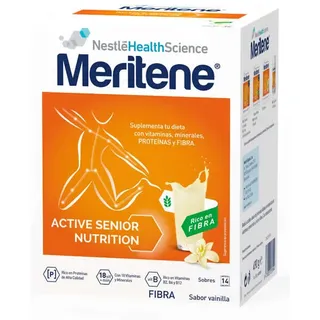Meritene Active Senior Nutrition Smoothie mit Vanillegeschmack, reich an Ballaststoffen, 14 Umschläge