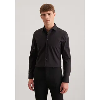 Businesshemd SEIDENSTICKER "Schwarze Rose", Herren, Gr. M (39), normale Ärmellängen, schwarz, 100% Baumwolle, unifarben, tailored fit, 2-Knopf-Manschette, Hemden Businesshemd, Shaped 1/1 Kentkragen Uni
