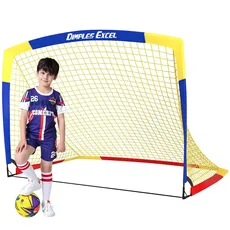 Dimples Excel Fußballtor Netz für Garten und Außenbereich Fußballtraining für Fußballliebhaber (5'×3.6'- Blau Gelb)