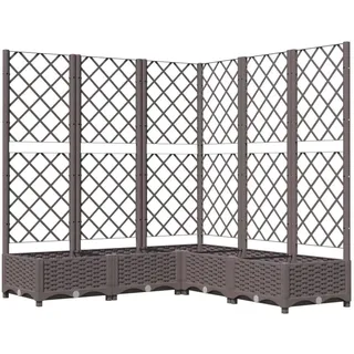 vidaXL Hochbeet mit Rankgitter in L-Form, 120/120/121,5 cm, aus PP, Braun , Kunststoff , 120x121.5x120 cm , Gartenzubehör, Hochbeete