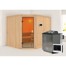 Bild Sauna »"Homa " mit bronzierter Tür und Ofen 9 kW Bio ext. Strg.«, mit integrierter Mineralwolldämmung beige