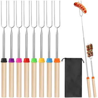 Erzekrim Teleskop Grillspieße Edelstahl 8 Stück Marshmallow Spieße 31-81cm