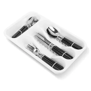 Besteckset - 4-Personen-Besteck - (16-teilig) - Bestecksets - Inkl. Besteckkasten für Schublade - Edelstahl - Schwarz