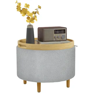 Homcom Sitzhocker mit Stauraum Polyester 56 x 42 x 56 cm Grau