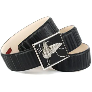 Ledergürtel ANTHONI CROWN, Damen, Gr. 95, schwarz, Leder, unifarben, Gürtel Ledergürtel, Automatik Gürtel mit floralem Design